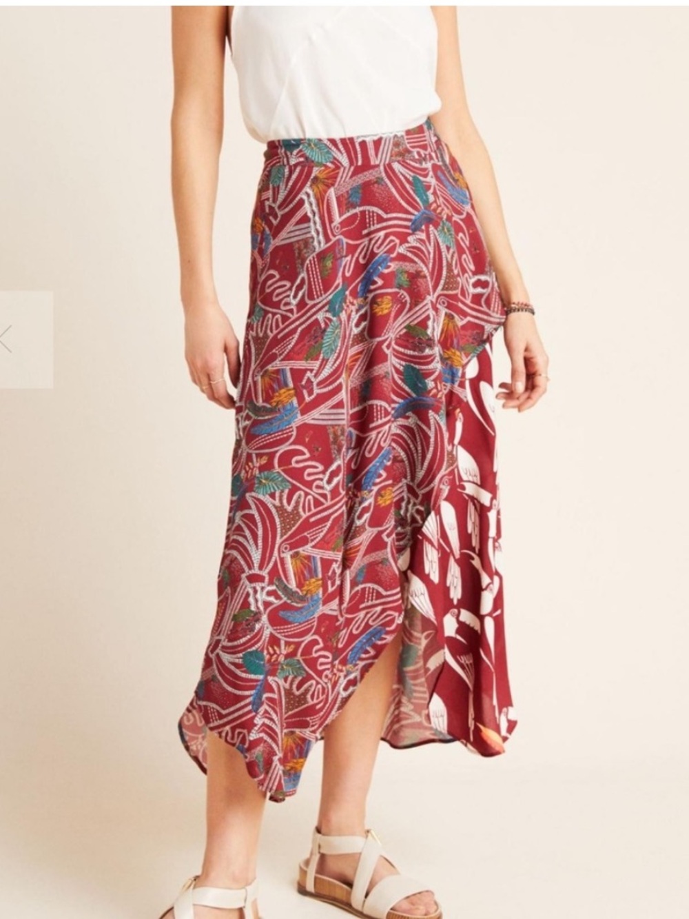 Farm Rio Culebra MIDI Skirt Floral Red Large